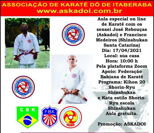 AULA ESPECIAL ON LINE DE KARATÊ – PROGRAMA KIHON 20 E KATA SHORIN-RYU SHINSHUKAN
